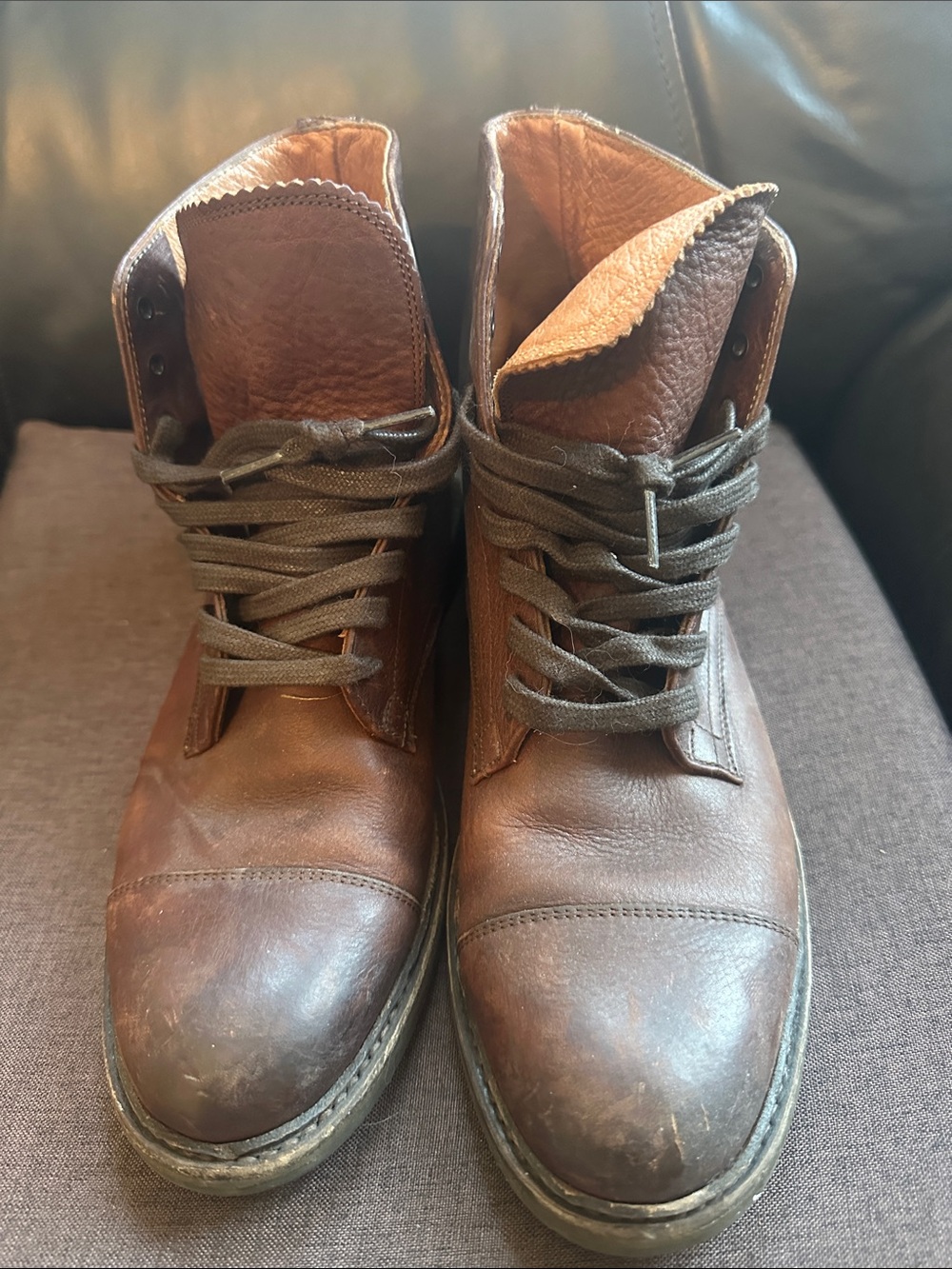 Brown Leather Lace-Up Boots M7/W9